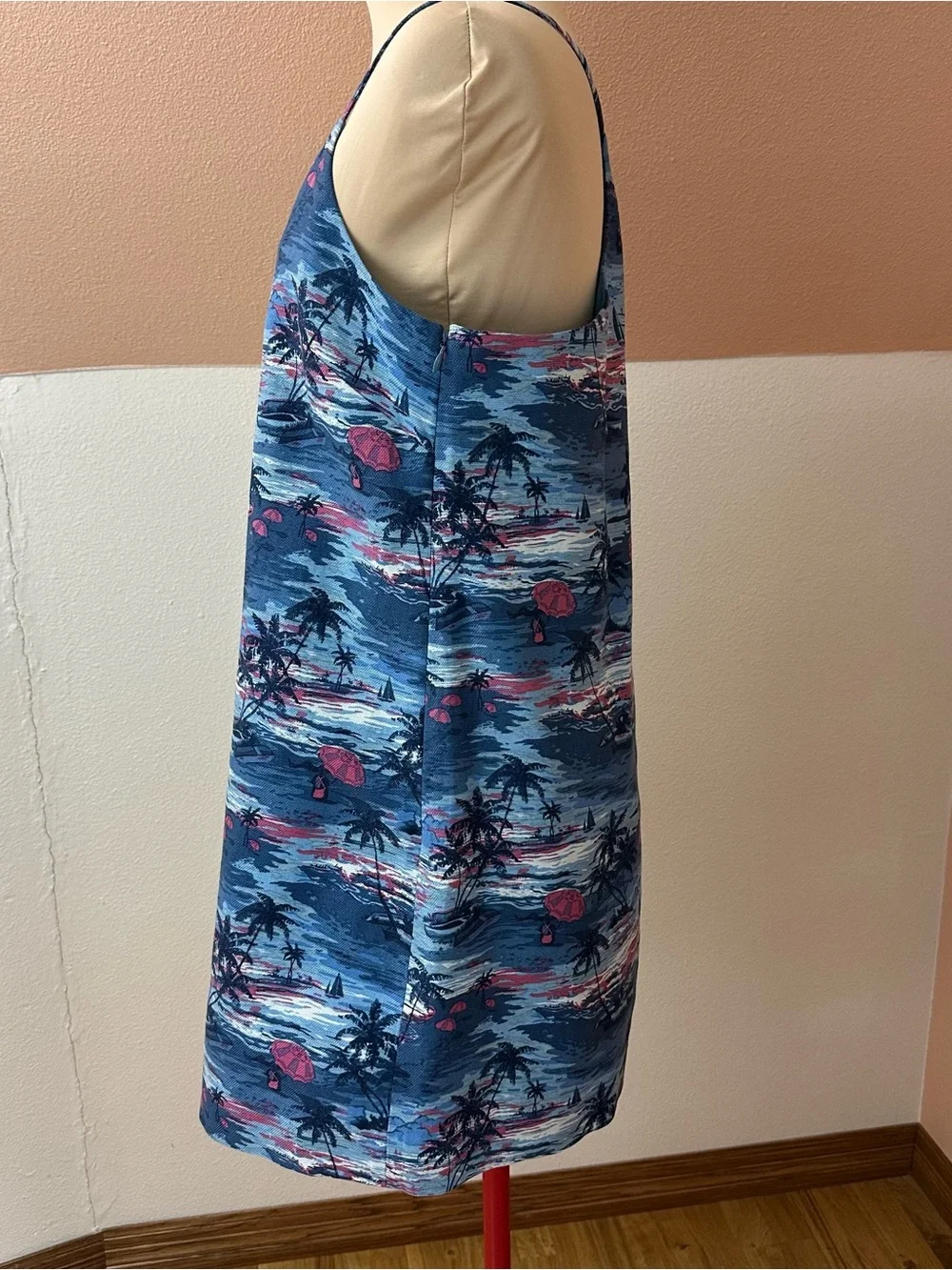 J.Crew Dress Womens 12 Linen Cotton Tropical Print Lined Sundress Resort Cruise